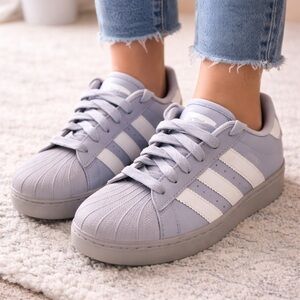 Adidas Superstar Gray White Sneakers Women’s Size 7.5 Classic Shell Toe
